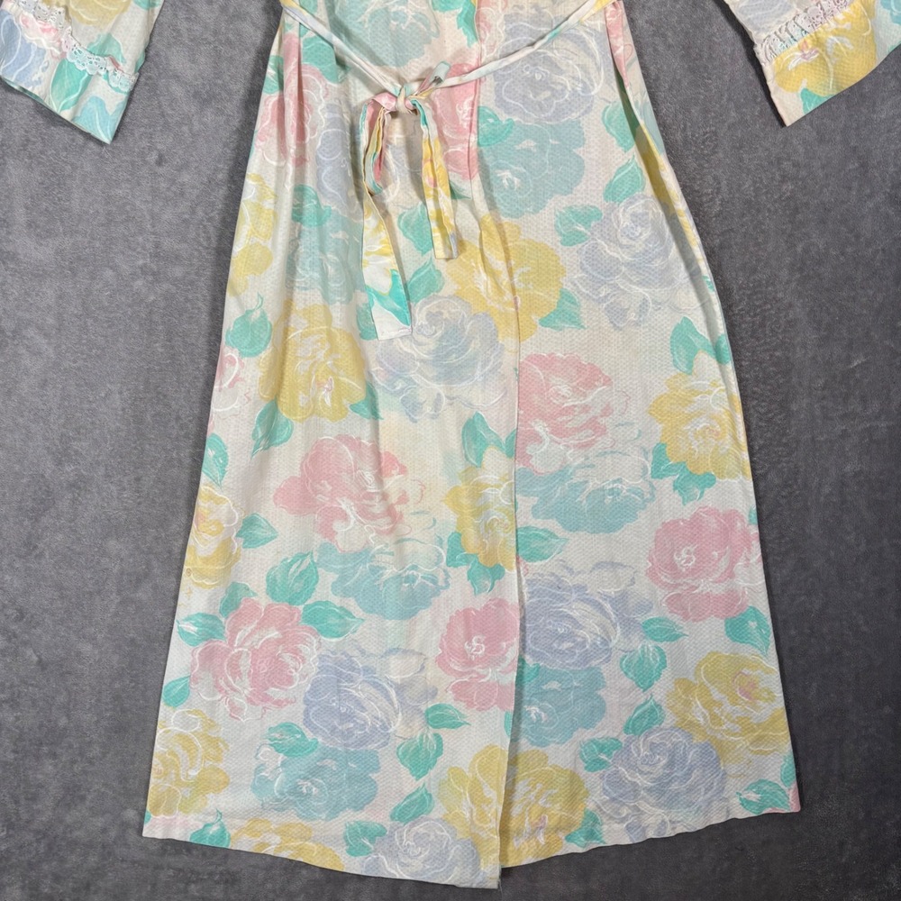 Vintage Lounge Trends JCPenney Pastel Floral Lace Wrap Robe Small Made in USA - Picture 9 of 16